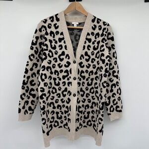 J. Jill Women's Cardigan Leopard Print Size Small Button Front Black‎ Tan Casual